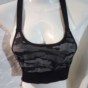 Avia black camouflage sports bra small